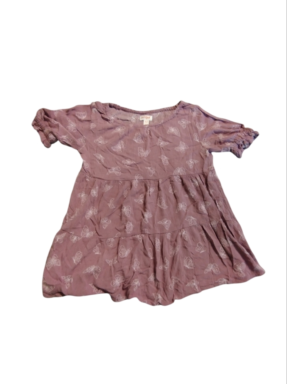 GUC 2/$10 Girls Mauve Tiered Butterfly Top Shirt Boho
